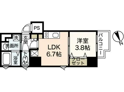KATAYAMABLDG25(1LDK/2階)の間取り写真