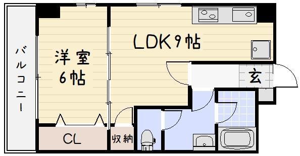 アヴィニール吉野(1LDK/3階)の間取り写真