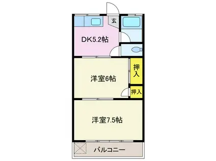 シルクハイツ(2DK/3階)の間取り写真