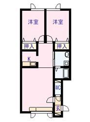 トーワ東7条 A棟(2LDK/2階)の間取り写真