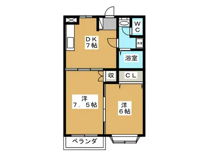 TWINS COOPO(2DK/1階)の間取り写真