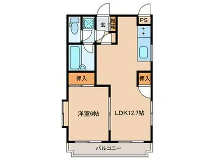 シャトレ松尾II(1LDK/4階)の間取り写真