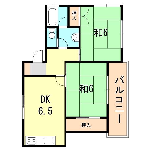 ハイツ宗田(2DK/4階)の間取り写真