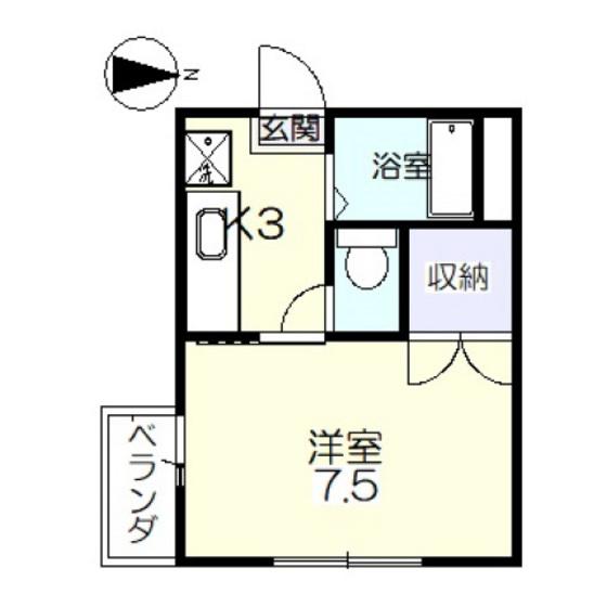 Kプレイス(1K/3階)の間取り写真
