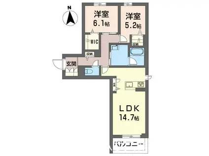 カヴァッロ アンビエラ(2LDK/3階)の間取り写真