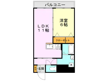 インペリアル飛田(1LDK/3階)の間取り写真