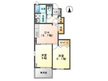 プリムローズA(2DK/1階)の間取り写真