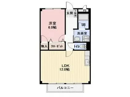 サンハイム鹿嶋(1LDK/1階)の間取り写真