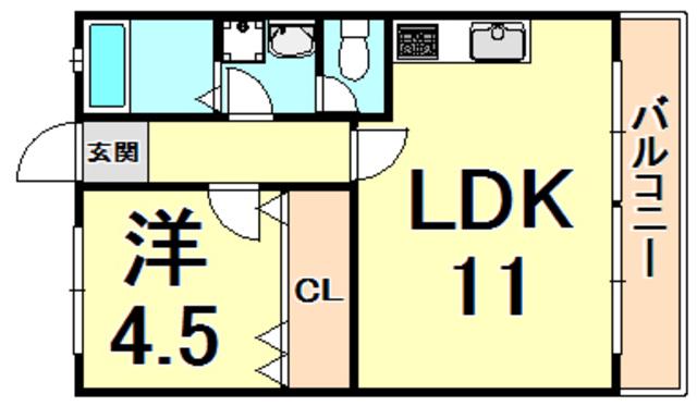 パークハイツ(1LDK/1階)の間取り写真