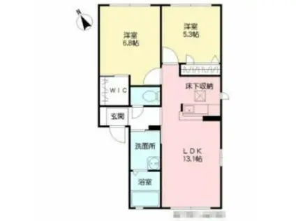 シティパル長行A棟(2LDK/1階)の間取り写真