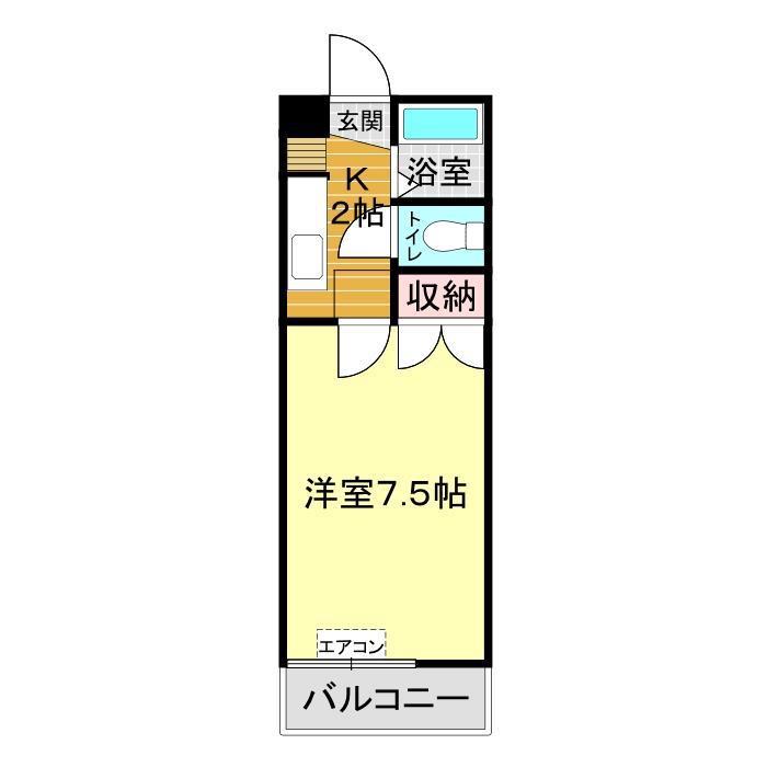 グランドヒルズF1(1K/4階)の間取り写真