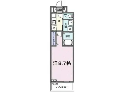 ジュピタ―(1K/2階)の間取り写真