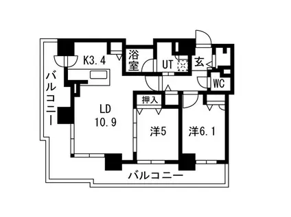 ブランズタワーアイム札幌大通公園(2LDK/14階)の間取り写真
