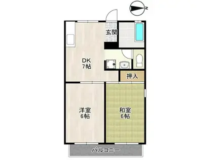 アヴェニュー曽根(2DK/2階)の間取り写真