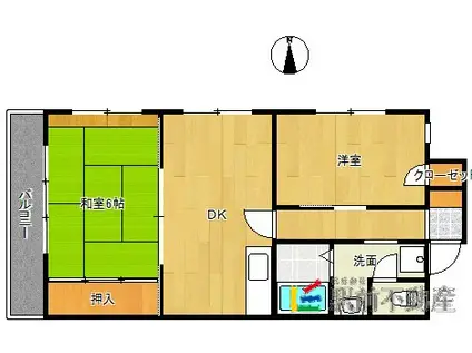 サンライズ荒木駅前ビル(2DK/4階)の間取り写真
