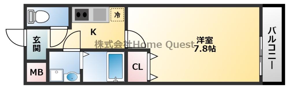 フジパレス光南町II番館(1K/2階)の間取り写真