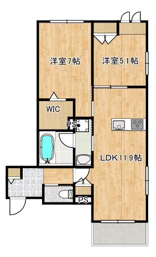イースト SEDONAイーストセドナ(2LDK/1階)の間取り写真