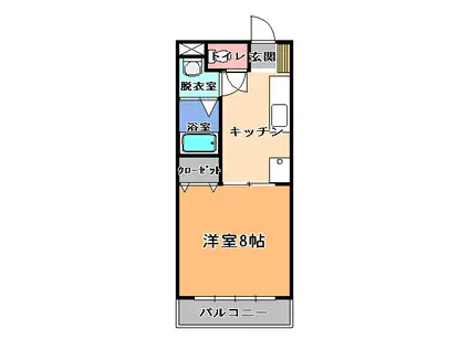 アップリバーハイツⅡ(1K/1階)の間取り写真