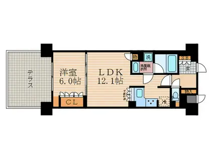 リーガル京都四条烏丸II(1LDK/1階)の間取り写真