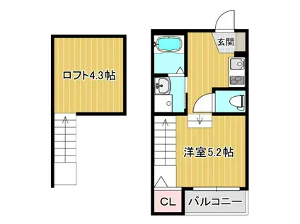 MODERN PALAZZO 須屋BALM(1K/2階)の間取り写真