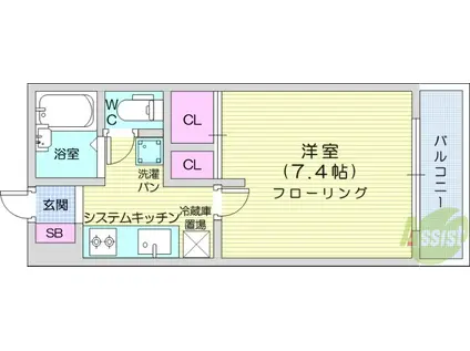 ラ・シャンブルクレールⅠ(1K/2階)の間取り写真