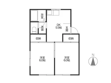 コーポシャルマン(2DK/1階)の間取り写真