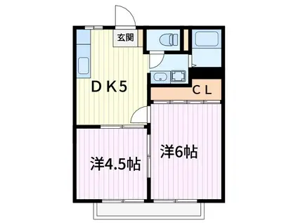 サンライフシバサキ(2DK/2階)の間取り写真