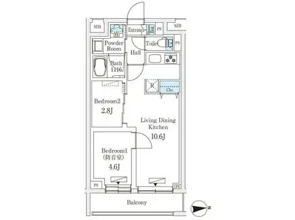 プラネソシエプラス桜台(2LDK/3階)の間取り写真