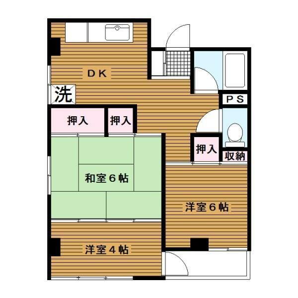 三殿台マンション(3DK/2階)の間取り写真