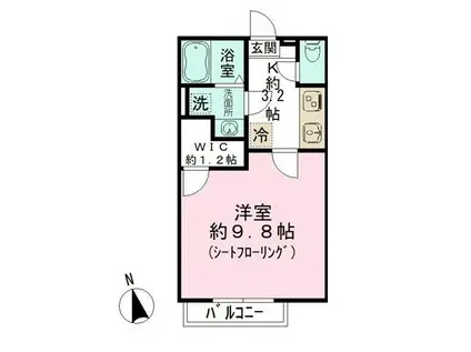 ボナリベール(1K/2階)の間取り写真