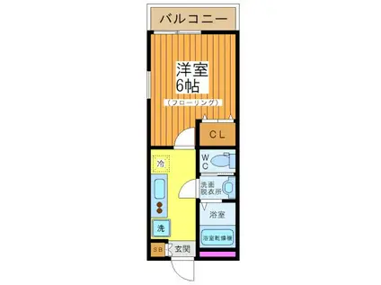 リリックコートWISTERIA(1K/1階)の間取り写真