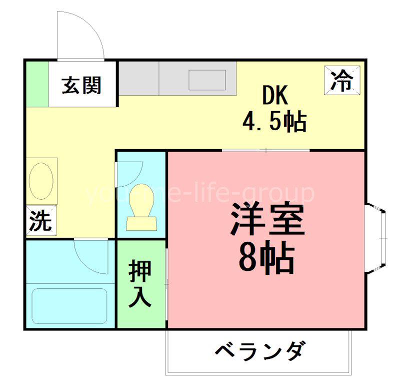 ハイツ草山I(1DK/2階)の間取り写真