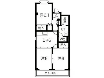 エクセルメゾンB(3DK/2階)の間取り写真