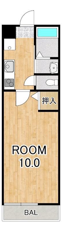 アークリード大津北(1K/1階)の間取り写真