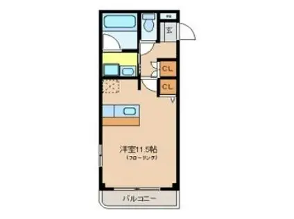 クライムドアII(ワンルーム/2階)の間取り写真