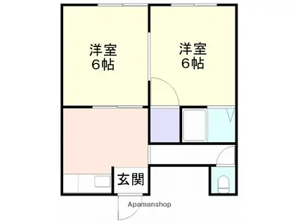 打田駅前 楠井アパート(2K/1階)の間取り写真