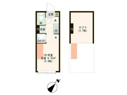 レジデンス・イン初台(ワンルーム/2階)の間取り写真