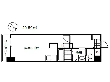 ウィルドゥ浜崎通(ワンルーム/12階)の間取り写真