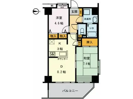 フォーエレメンツ竹ノ塚(2DK/12階)の間取り写真