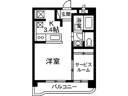 マンションパークハイム(1DK/1階)の間取り写真