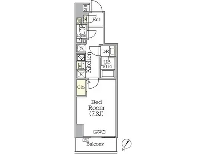 プライムガーデン赤塚(1K/5階)の間取り写真