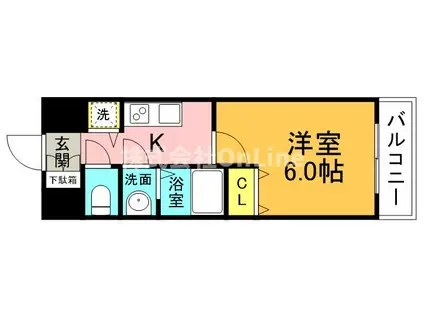 ワールドアイ大阪城イーストIII(1K/2階)の間取り写真