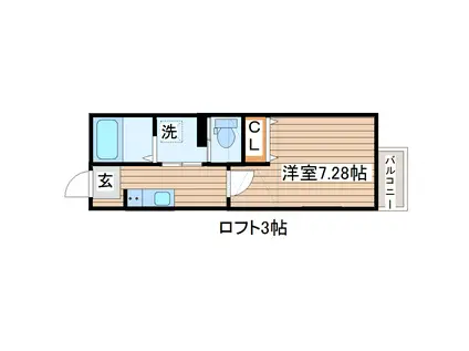 JB荒井(1K/2階)の間取り写真