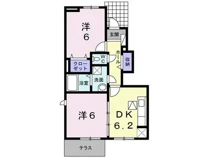 ピュアライヴVII B(2DK/1階)の間取り写真