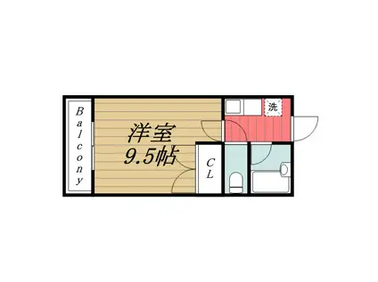 パークハウスイマイS(1K/1階)の間取り写真