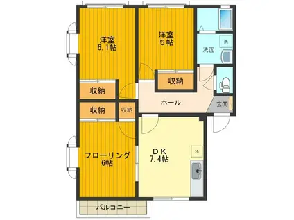 ストークヴィレッジA(3DK/1階)の間取り写真