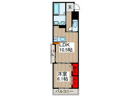 メゾン・シュシュII(1LDK/2階)の間取り写真