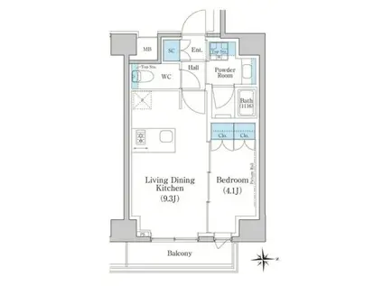 スタイリオ新丸子ノース(1LDK/3階)の間取り写真