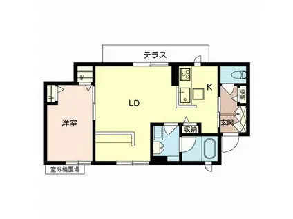 シャーメゾン・テシマ(1LDK/1階)の間取り写真