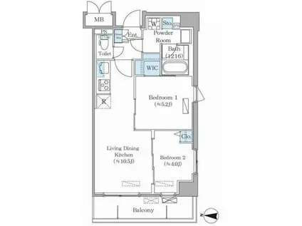 DAIWA GRACE MAISON 亀有(2LDK/4階)の間取り写真